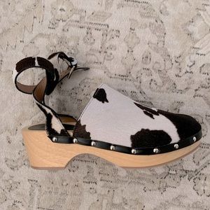 Free People x Unalira cow print clogs BRAND NEW